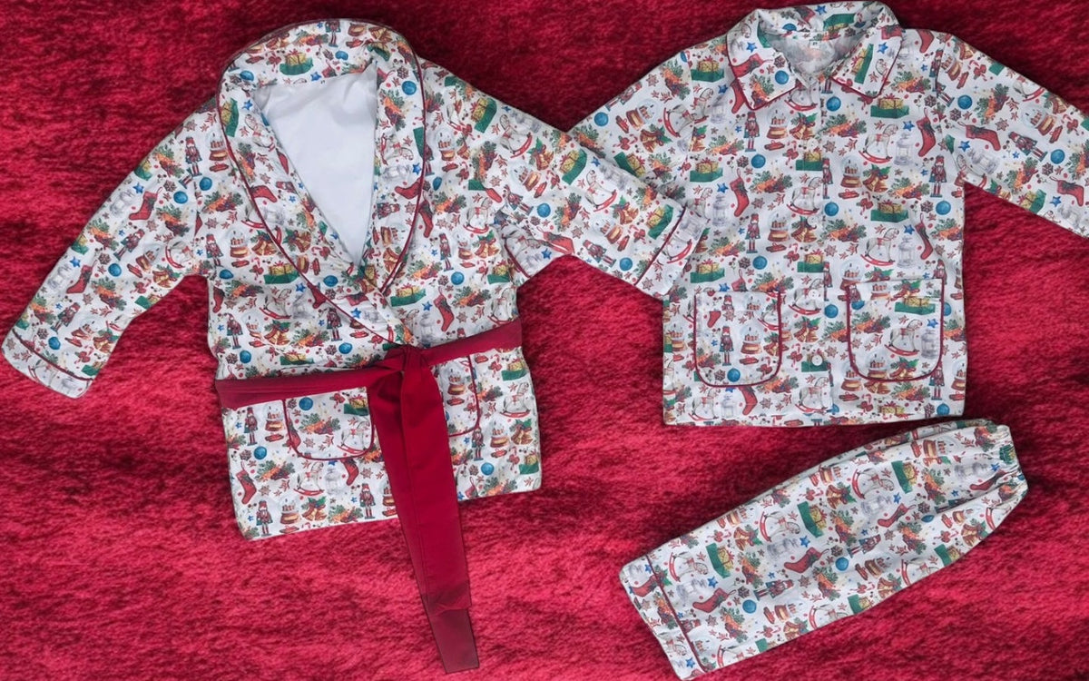 Boys Christmas jarmas and matching quilted dressing coat | Boys Set