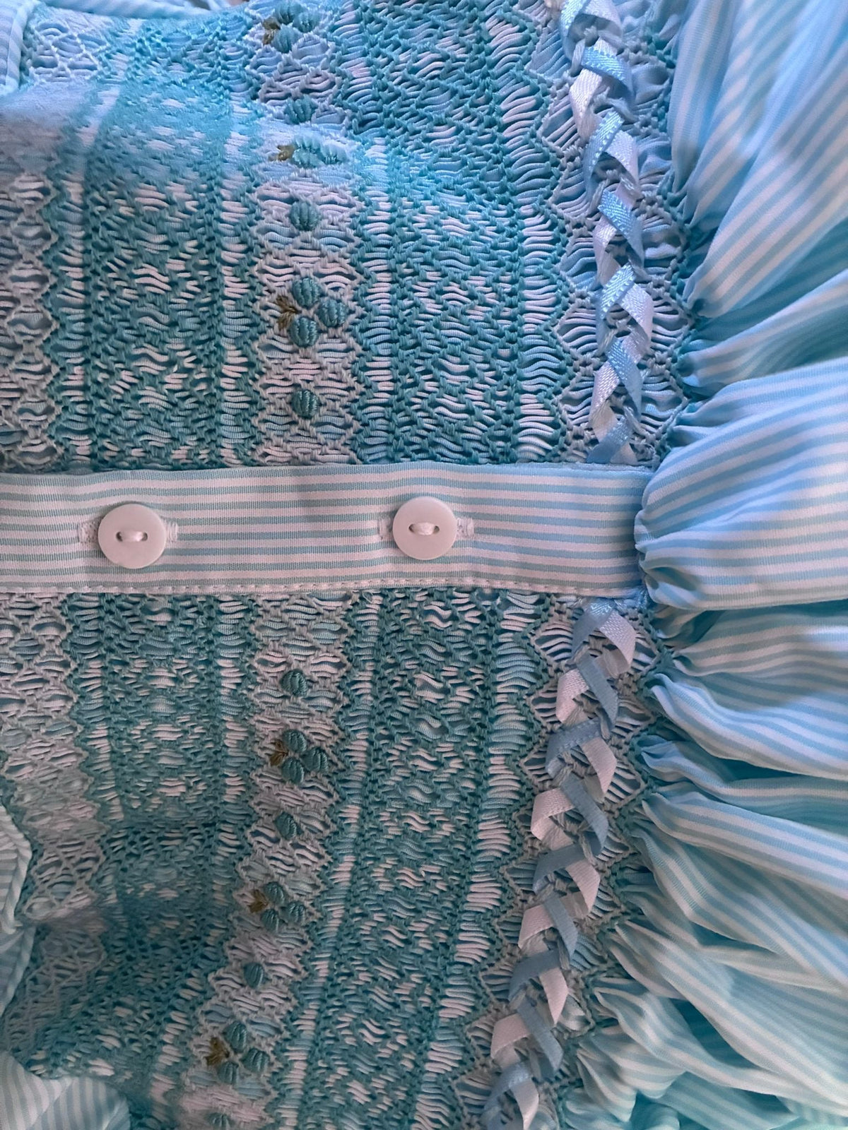 Blue stripe smocked back and front | Matching Boys Outfit