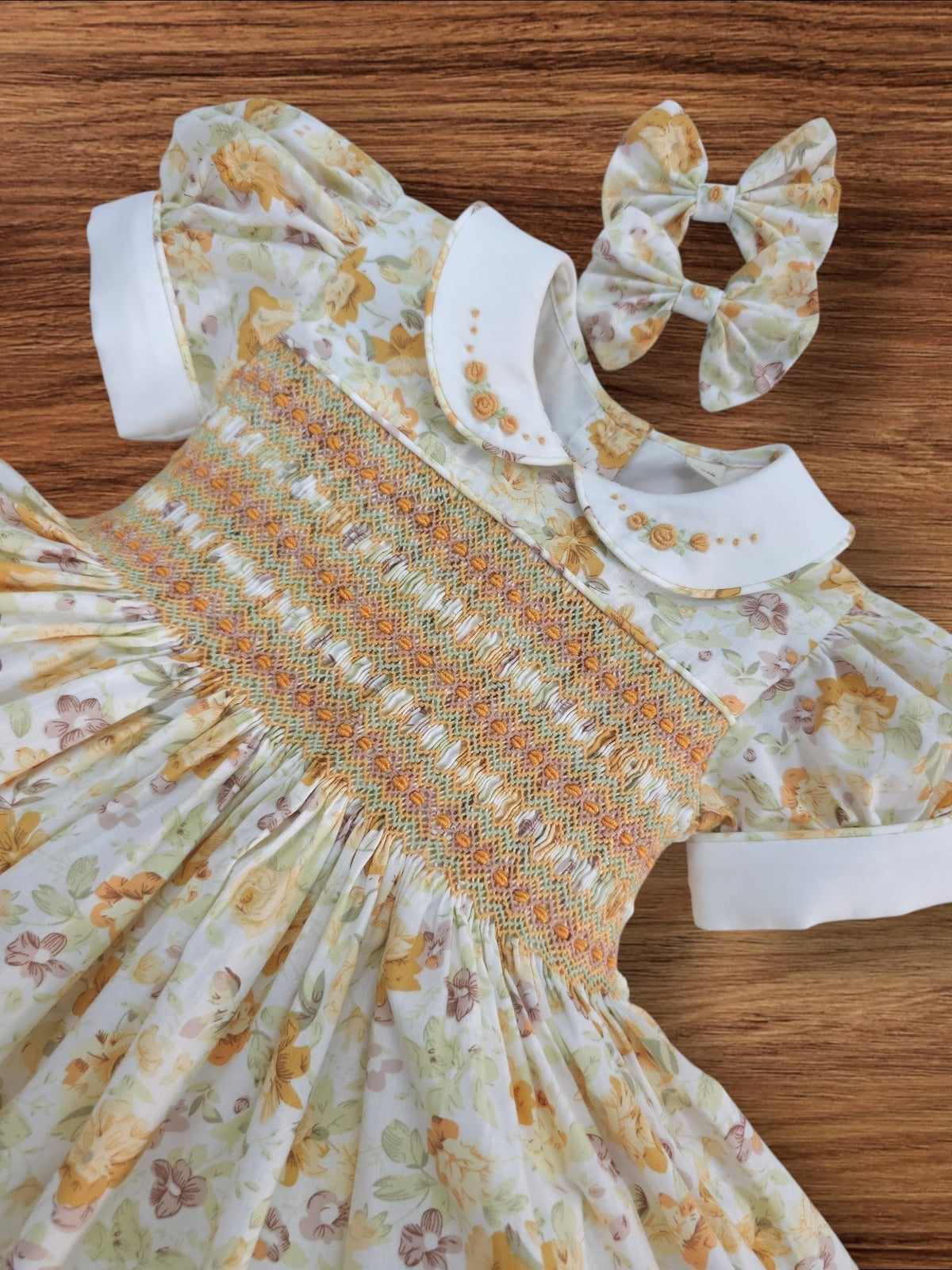 Autumn floral smocked back and front
