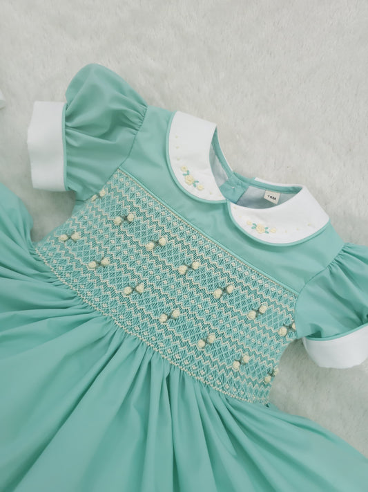 Duck Egg Aqua hand smocked dress | Matching Dress