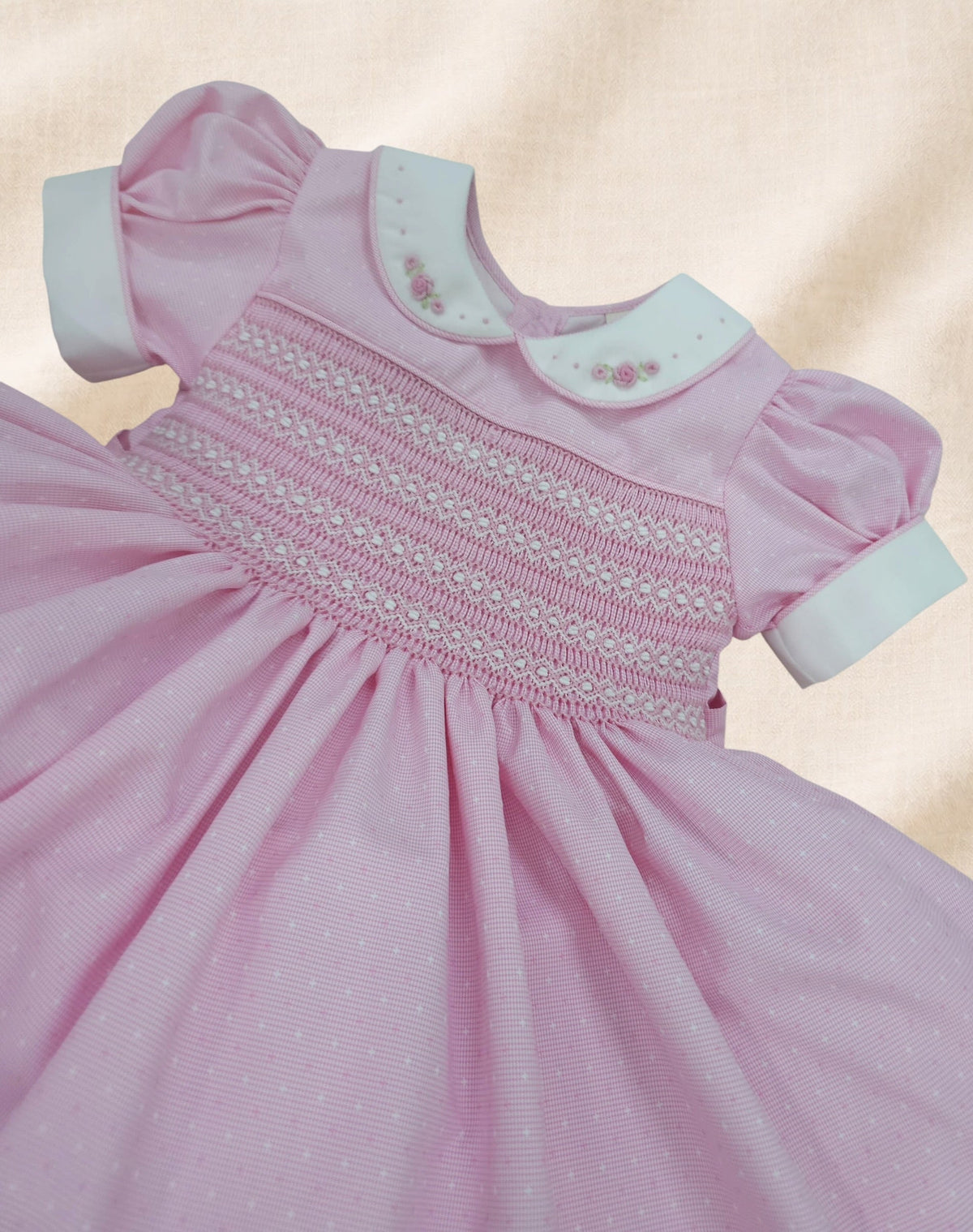Pink Rose Hand-Smocked Dress