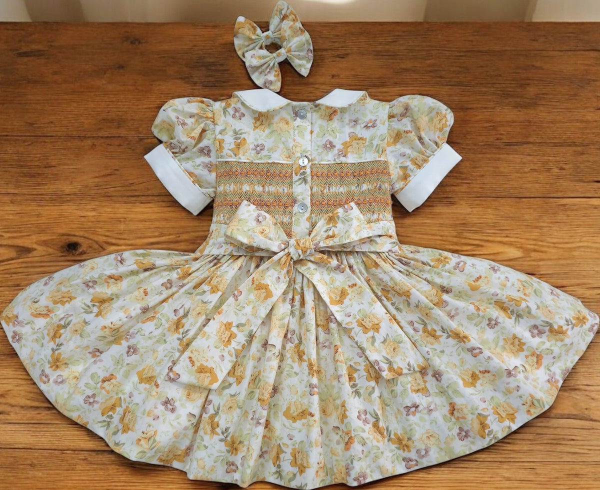 Autumn floral smocked back and front