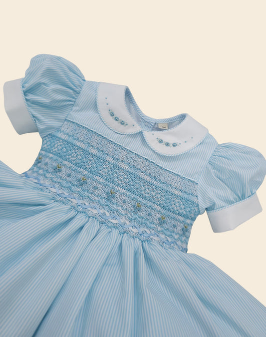 Blue stripe smocked back and front | Matching Boys Outfit