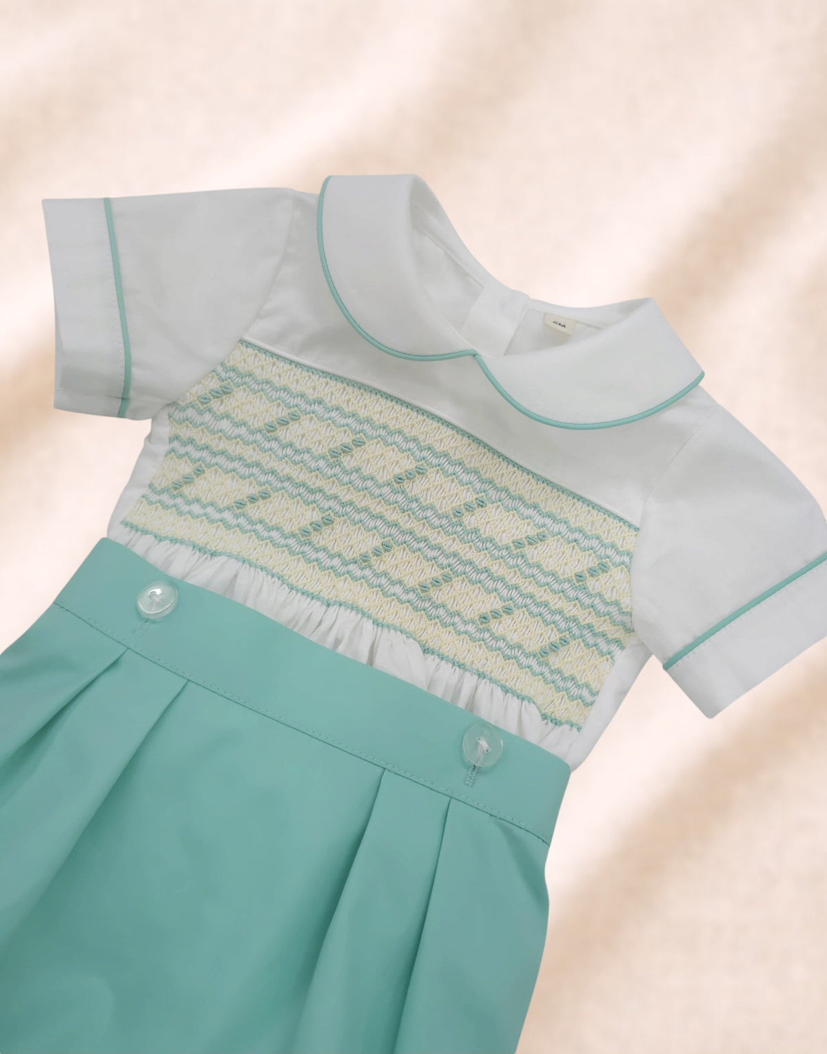 Duck egg aqua smocked boys suit | Matching Boys Suit