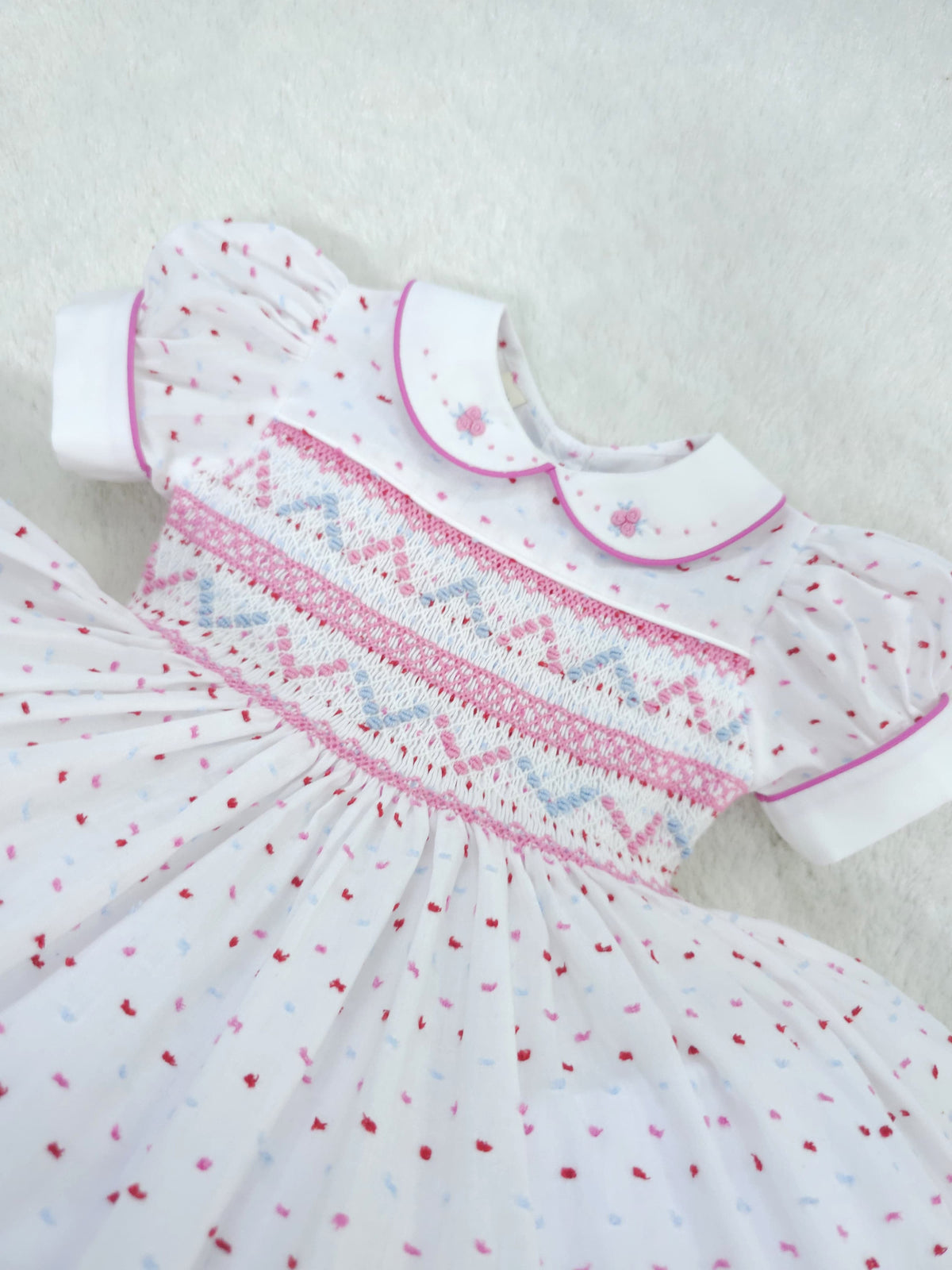 Swiss Dot Hand Smocked Dress