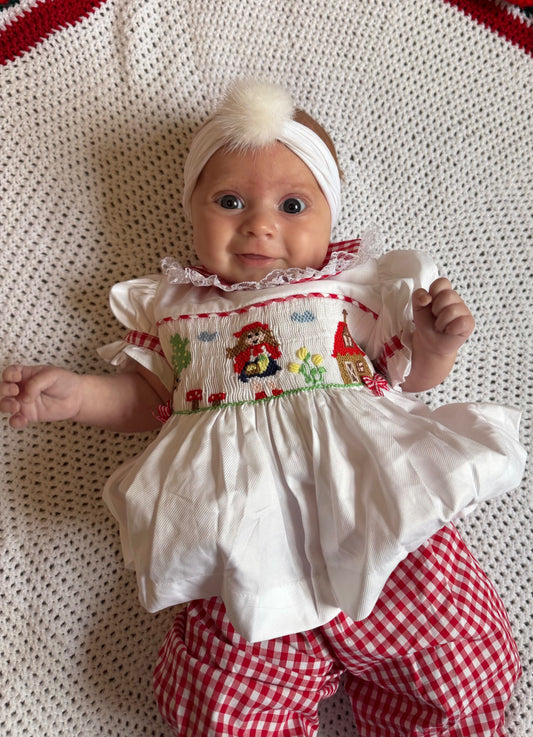 Little Red Riding Hood Smocked Gingham Pyjama Set