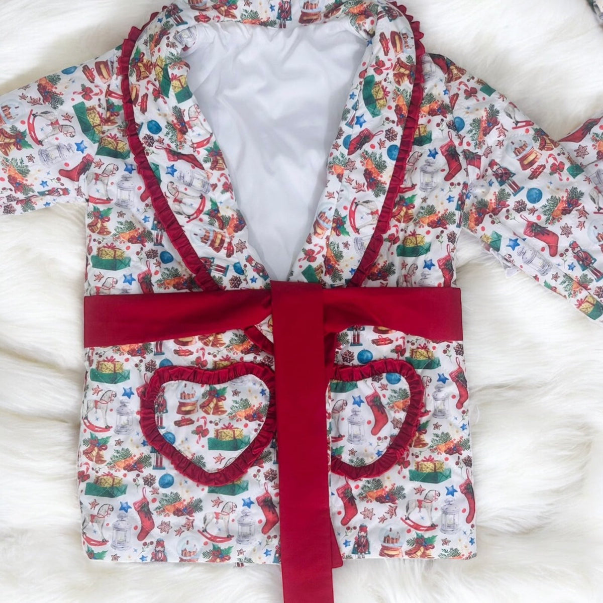 Girls Christmas jarmas and matching quilted dressing coat | Girls Set