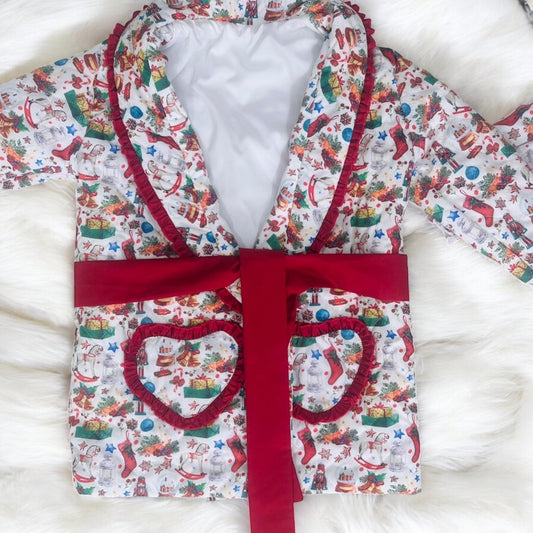 Girls Christmas jarmas and matching quilted dressing coat | Girls Set