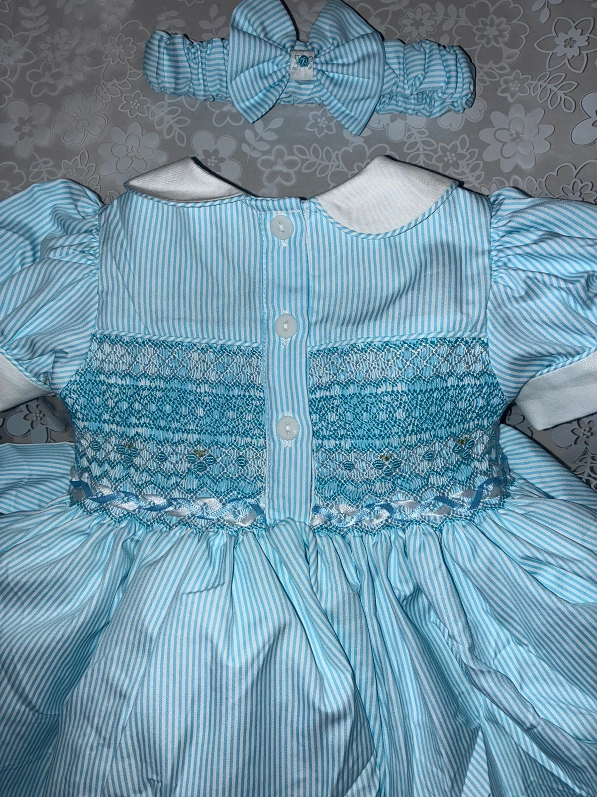 Blue stripe smocked back and front | Matching Boys Outfit