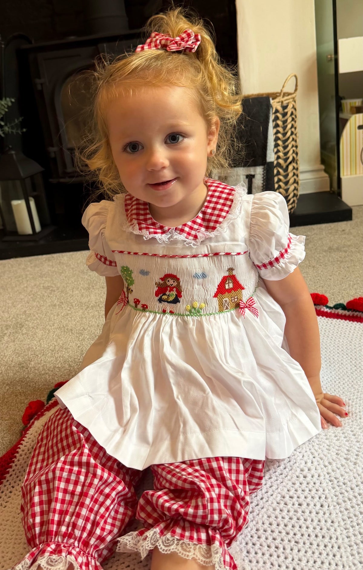 Little Red Riding Hood Smocked Gingham Pyjama Set