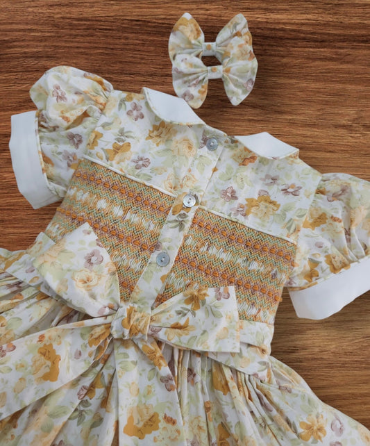 Autumn floral smocked back and front