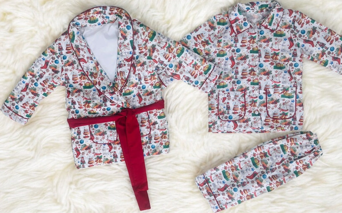 Boys Christmas jarmas and matching quilted dressing coat | Boys Set