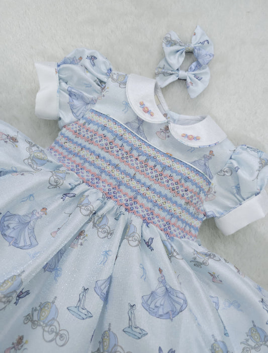 Cinderella shimmer hand smocked dress