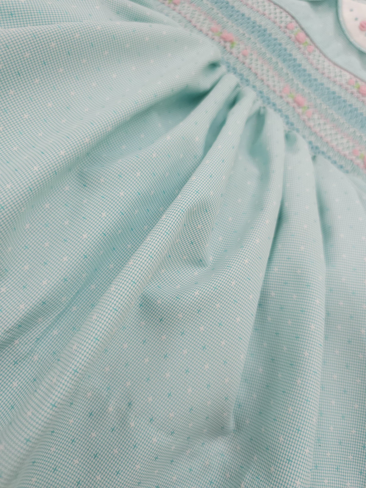 Mint Sleeveless Dress with Pink Smocking | Matching Boys Outfit