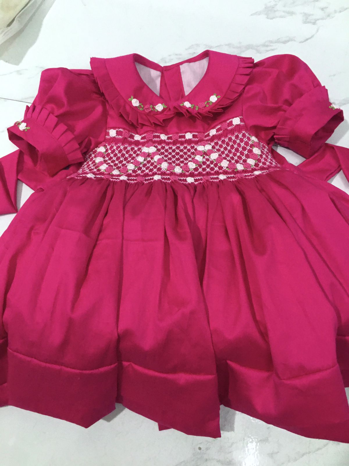 Hot pink smocked dress