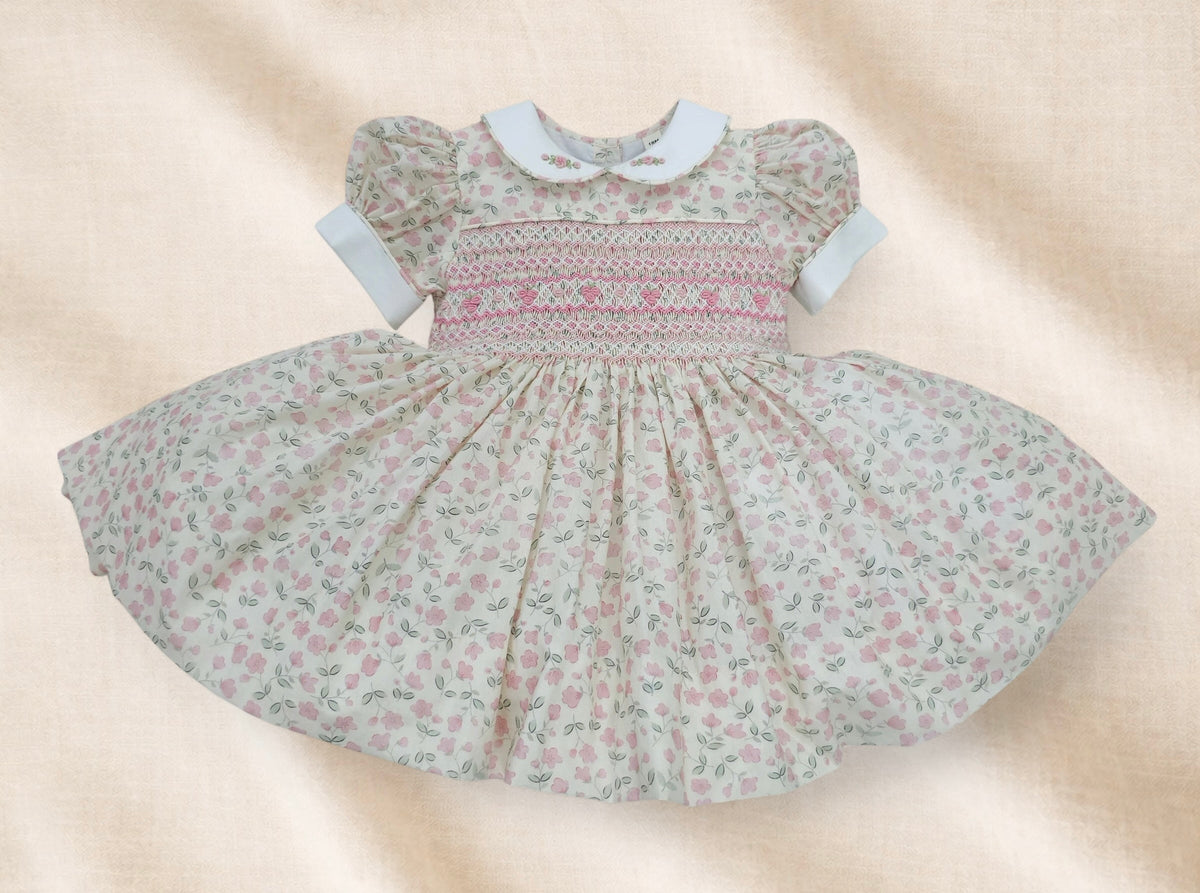 Soft Pink Vintage Style Hand-Smocked Back & Front Dress