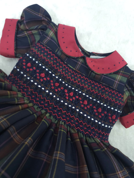 Girls' Traditional Tartan Hand-Smocked Dress