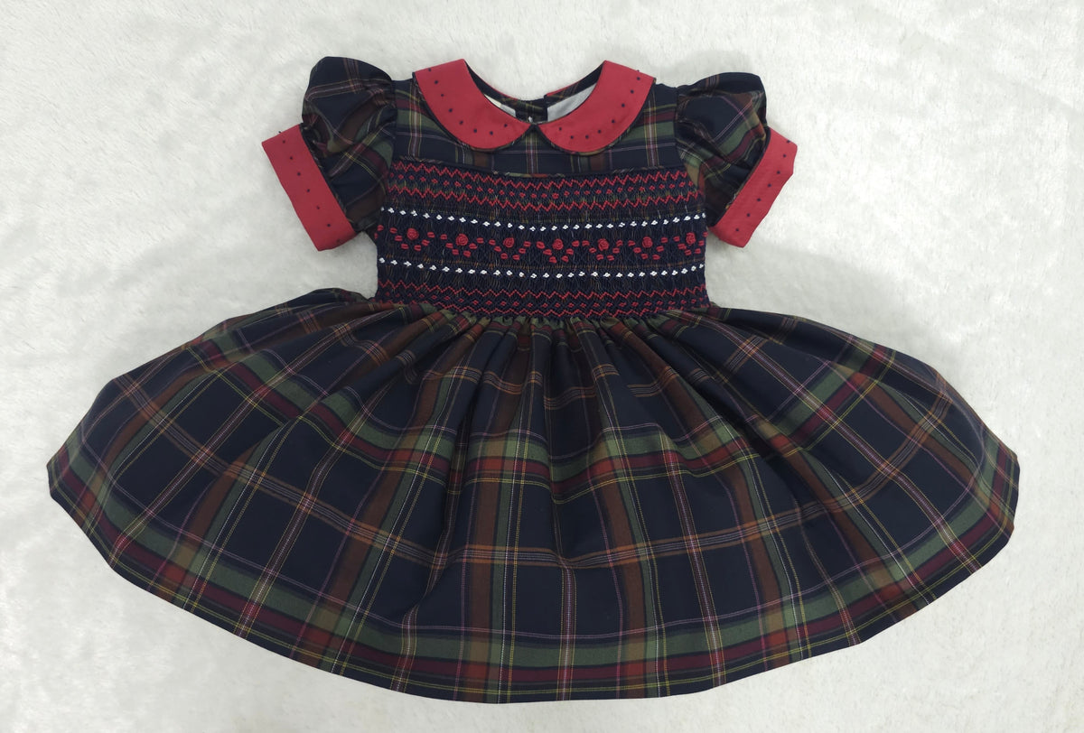 Girls' Traditional Tartan Hand-Smocked Dress