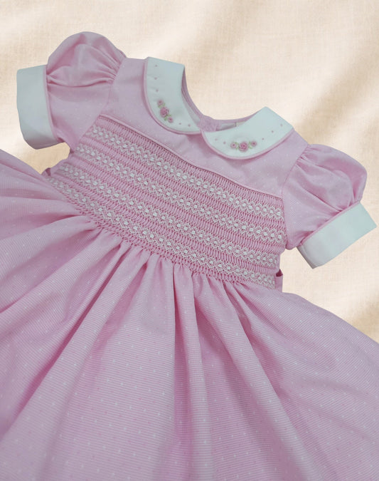 Pink Rose Hand-Smocked Dress