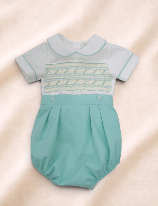 Duck egg aqua smocked boys suit | Matching Boys Suit